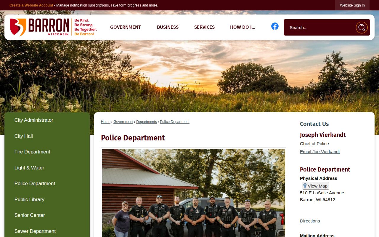 Barron Police Department official page for Barron arrest-record access