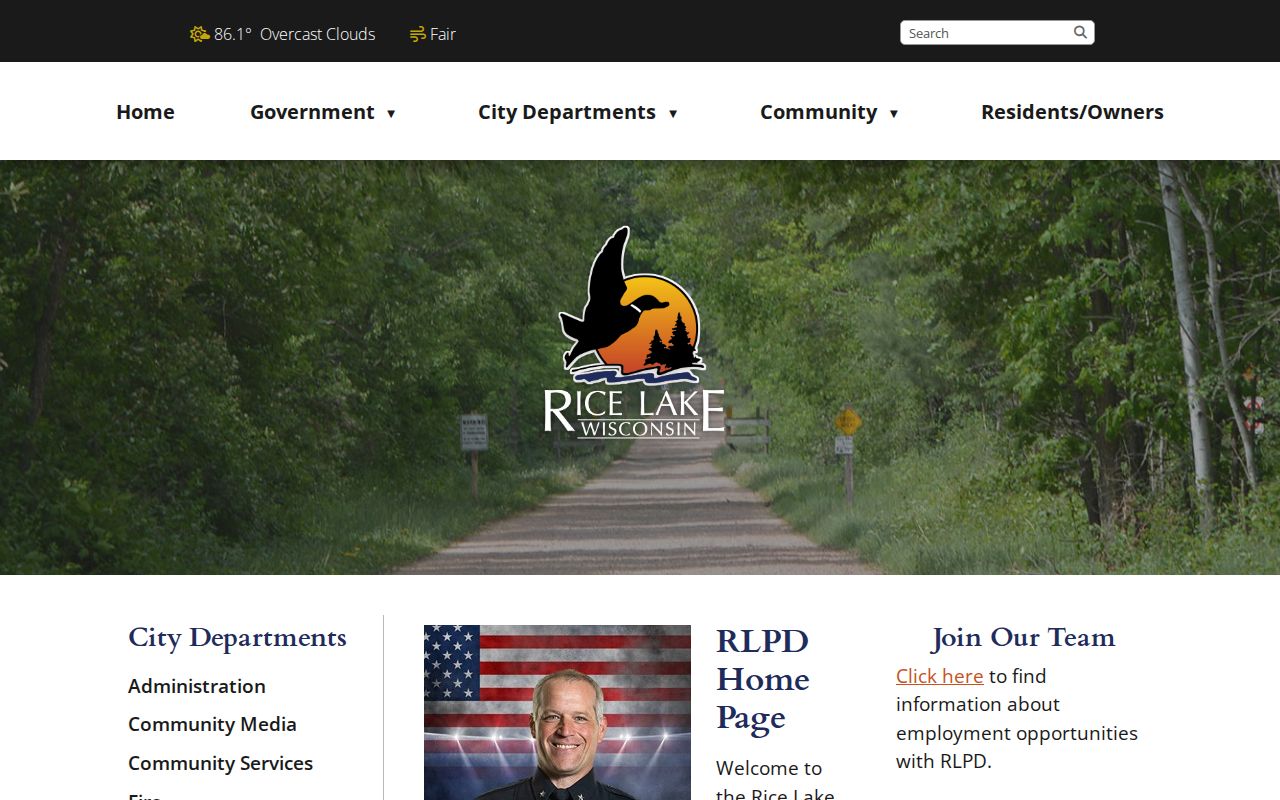 Rice Lake Police Department official records access page for Rice Lake arrest records